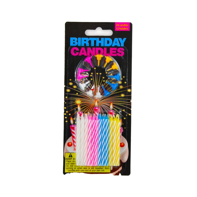 Birthday Candles | 24 Candles | 12 Holders