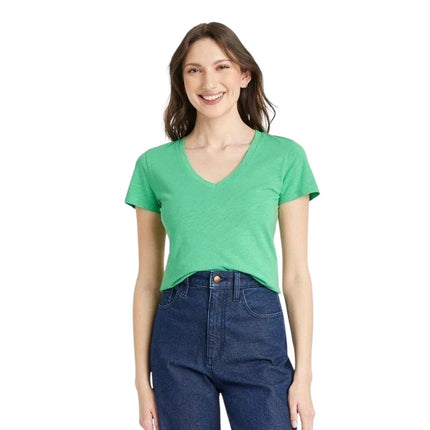 Universal threads™ Womens V-Neck Soft Cotton Fitted T-Shirt