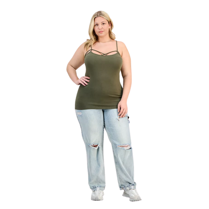 Aveto™ Trendy Plus Size Strappy Cross-Front Tank Top